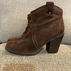 Womens Brown Suede Leather Kensie Girl‎ 8 1/2 Or 9 Cowboy Western Boots Booties